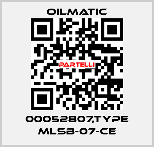 00052807,TYPE MLSB-07-CE OILMATIC