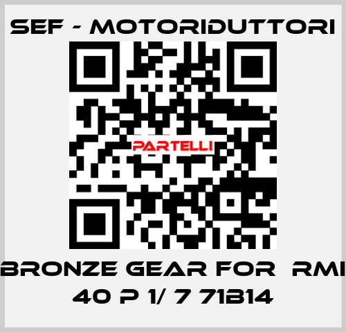 bronze gear for  RMI 40 P 1/ 7 71B14 SEF - MOTORIDUTTORI