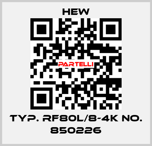 Typ. RF80L/8-4K No. 850226 HEW