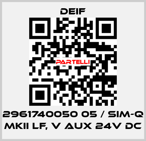 2961740050 05 / SIM-Q MKII LF, V aux 24V DC Deif