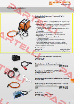 91430/Hydraulische Akkupumpe CP700 (mit Display) - ersetzt 91423 WEITKOWITZ