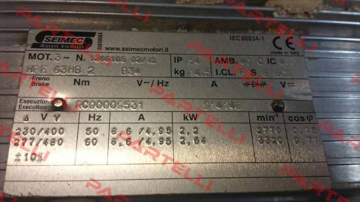 HPE63MB 2 B34  , Nr: 1366165  OEM Seimec (Rossi)