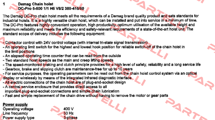 DC-Pro 5-500 1/1 H5 V8/2 380-415/50  Demag