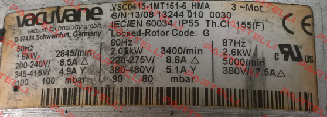 VSC0415-1MT161-6 HMA - obsolete/ replaced by 70-603190501  Airtech