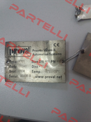 Type: V705  Serial:1303081 B DN400  Proval