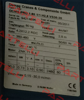 DCS-Pro 5-500 1/1 H5 VS8-15  Demag