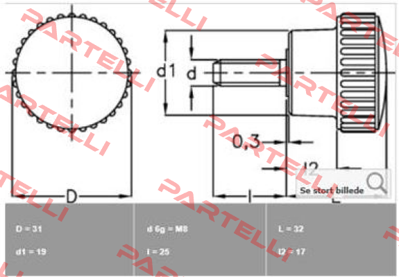 3211 - B.259/30 p-M8x25 (pack 1x25)  Elesa Ganter