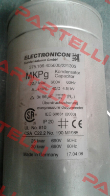 P/N:1051317 Type: 275.186-405600/221K02 Electronicon