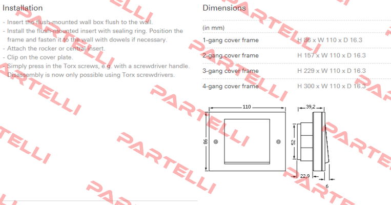 Model:TX44, 2-gang cover frame  Gira