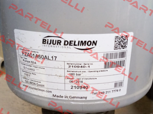 FZA01B60AL17 Bijur Delimon