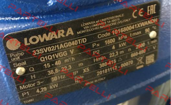 33SV02/1AG040T/D Lowara