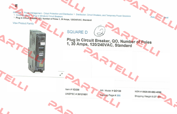 QO130  Square D (Schneider Electric)