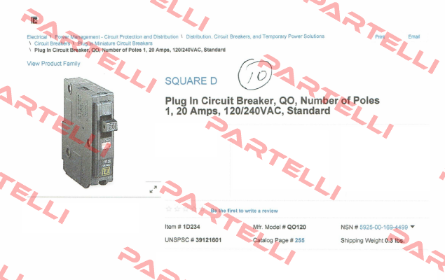 QO120  Square D (Schneider Electric)