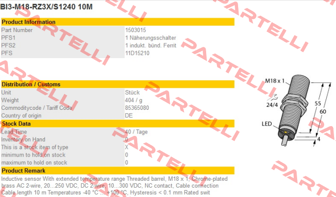 BI3-M18-RZ3X/S1240 Turck