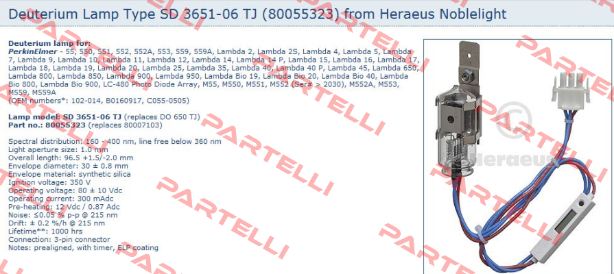 DO 650 TJ, PN: 80007103 - obsolete - relaced by SD 3651-06 TJ  Heraeus