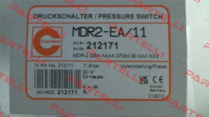 212171 / MDR 2/11-EA / MDR-2 GBA AAAA 070A090 XAA XXX Condor